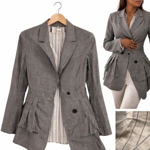 MONSE Deconstructed Charcoal Checkered Blazer – Runway Style